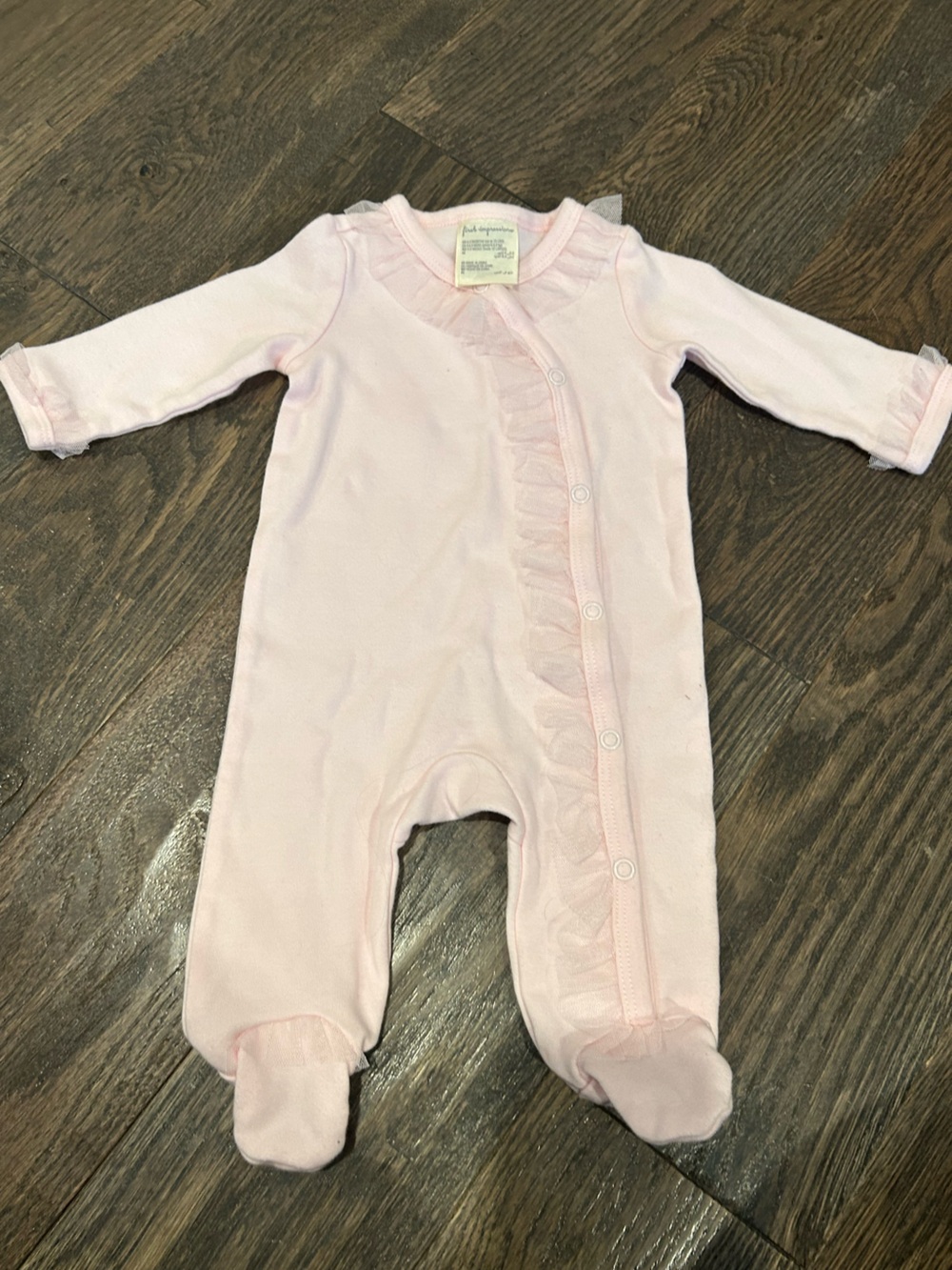 Baby Girls Pink Ruffle Snap-Front One-Piece Size 0-3 months